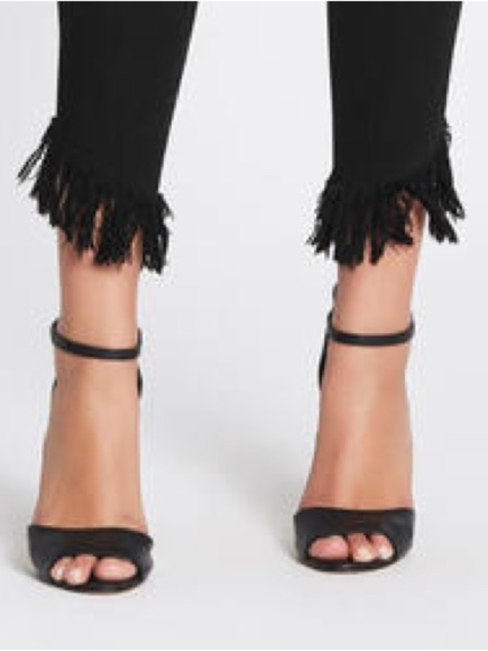 INC Black Fringe Jeans